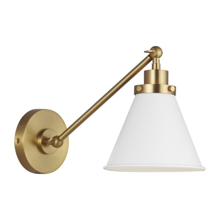 Wellfleet Wall Sconce in Matte White And Burnished Brass by Chapman & Myers