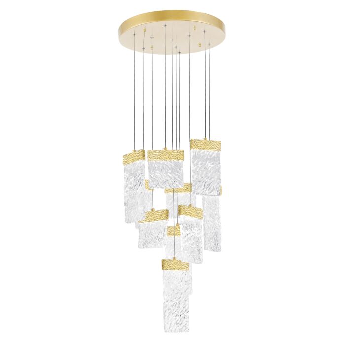CWI Carolina LED Chandelier With Gold Leaf Finish