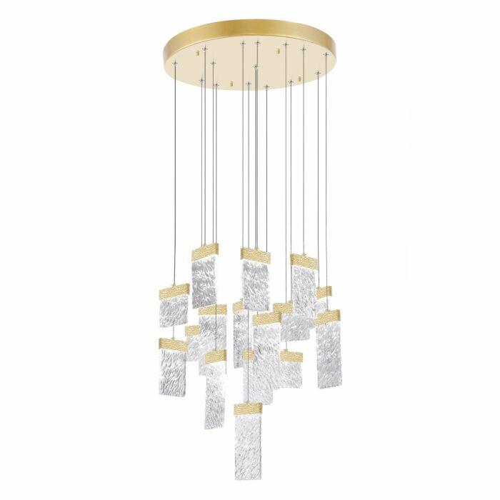 CWI Carolina LED Chandelier With Gold Leaf Finish