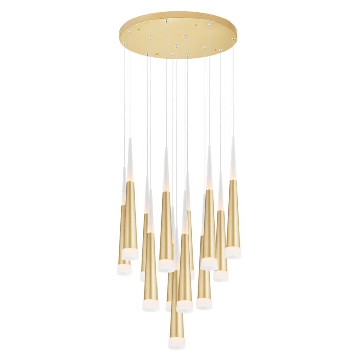 CWI Andes LED Multi Light Pendant With Satin Gold Finish