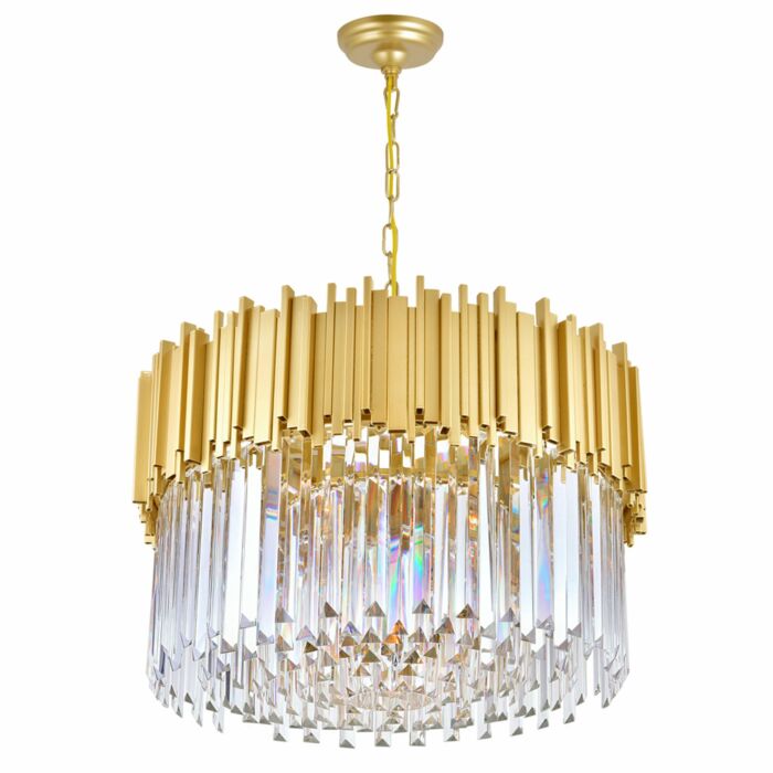 CWI Deco 7 Light Down Chandelier With Medallion Gold Finish