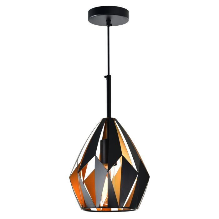 CWI Oxide 1 Light Down Mini Pendant With Black+Copper Finish