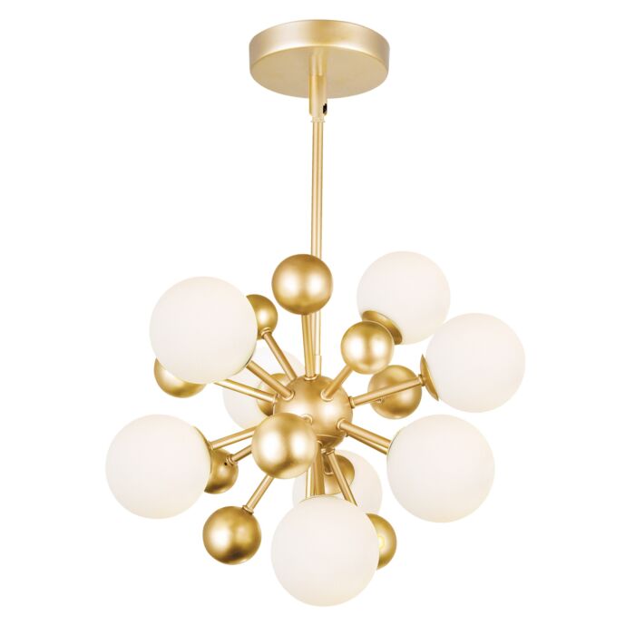 CWI Element 8 Light Chandelier With Sun Gold Finish