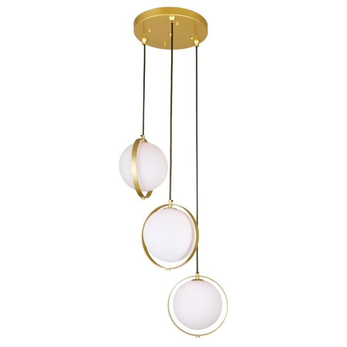 CWI Da Vinci 3 Light Multi Light Pendant With Brass Finish