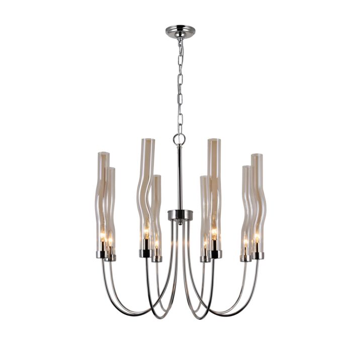 CWI Meduse 8 Light Chandelier With Polished Nickel Finish