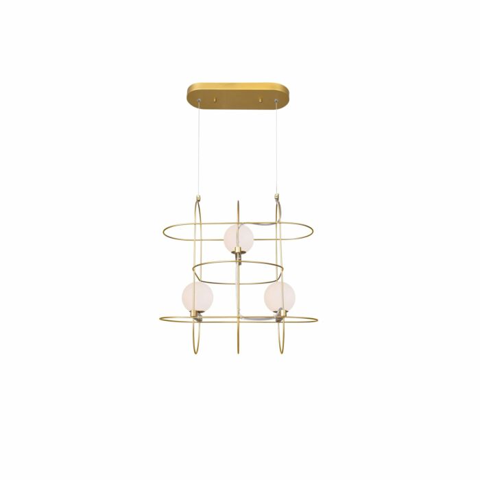 CWI Orbit 3 Light Chandelier With Medallion Gold Finish