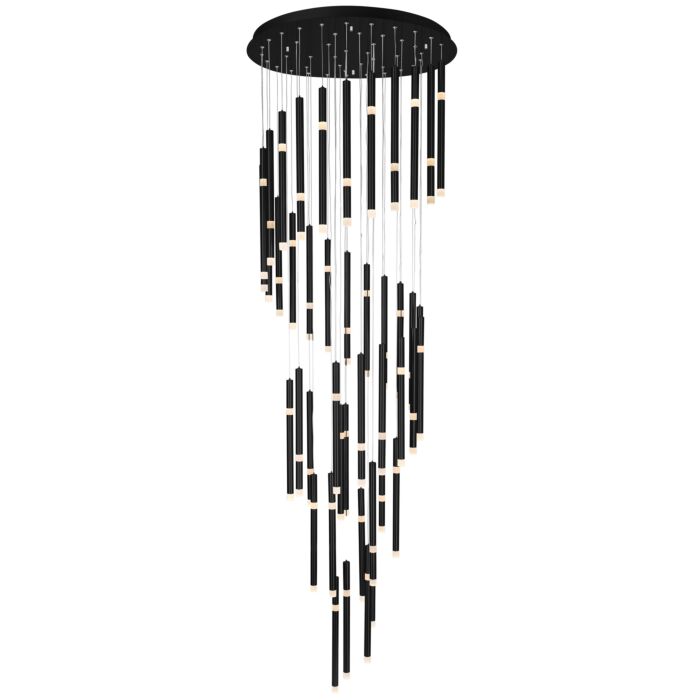 CWI Flute 54 Light LED Chandelier With Black Finish