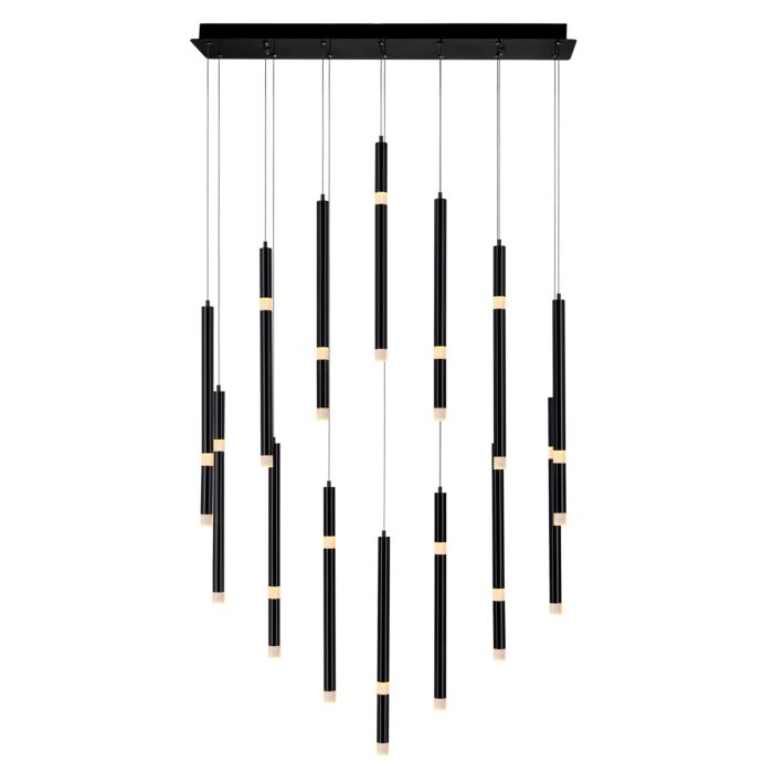 CWI Flute 14 Light LED Chandelier With Black Finish