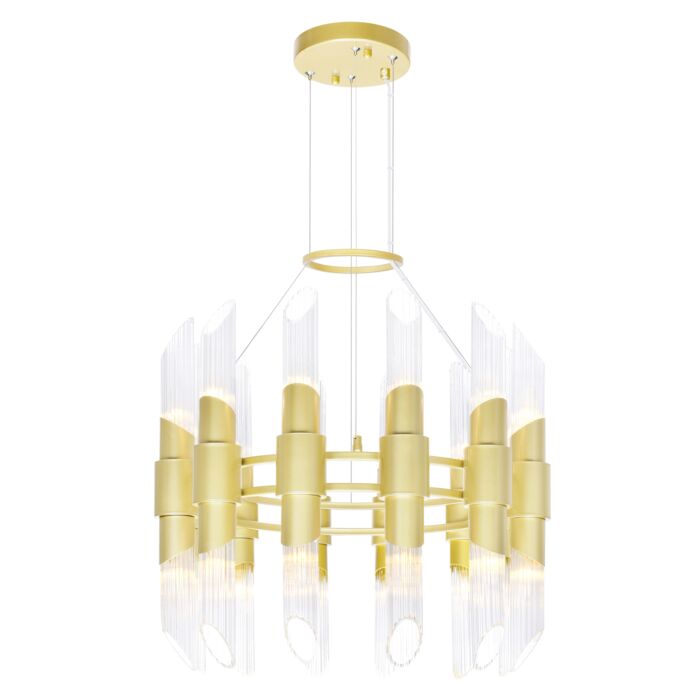 CWI Croissant 24 Light Chandelier With Satin Gold Finish