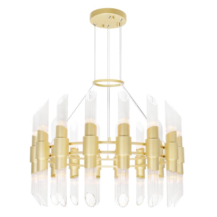 CWI Croissant 32 Light Chandelier With Satin Gold Finish