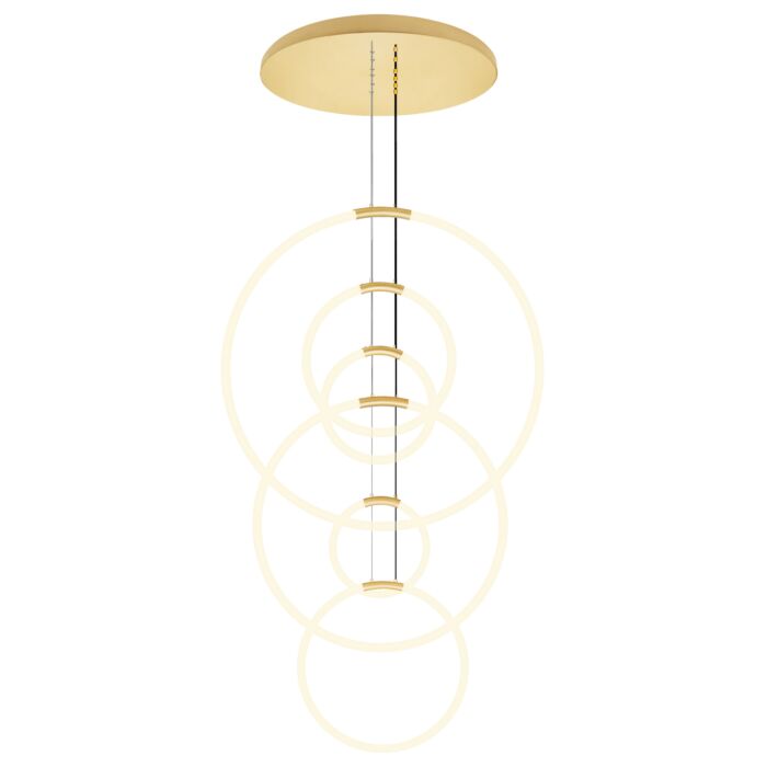 CWI Hoops 6 Light LED Chandelier With Satin Gold Finish