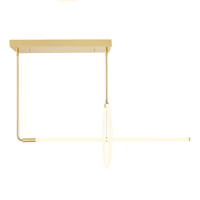 CWI Hoops 2 Light LED Chandelier With Satin Gold Finish