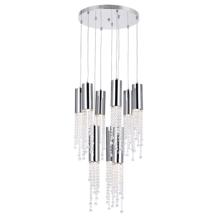 CWI Extended 9 Light Multi Light Pendant With Chrome Finish