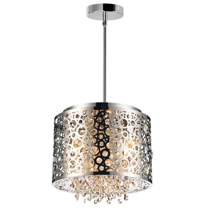 CWI Bubbles 4 Light Drum Shade Mini Pendant With Chrome Finish