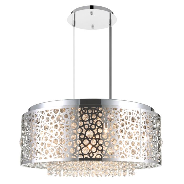 CWI Bubbles 9 Light Drum Shade Chandelier With Chrome Finish
