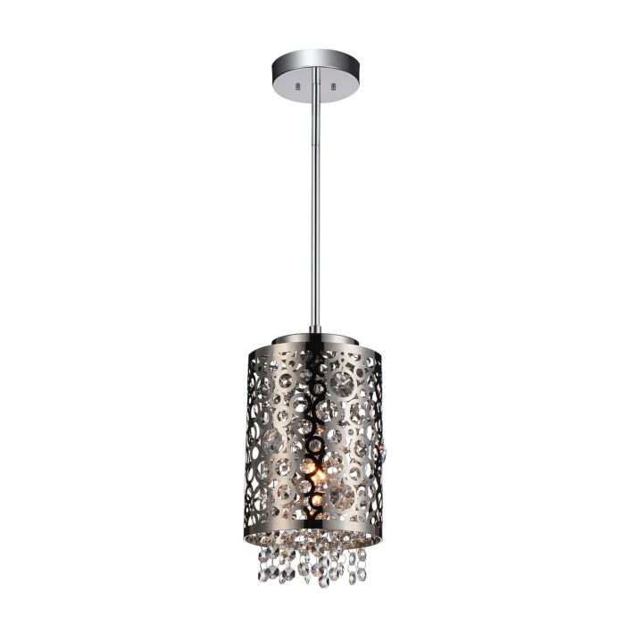 CWI Bubbles 1 Light Drum Shade Mini Pendant With Chrome Finish