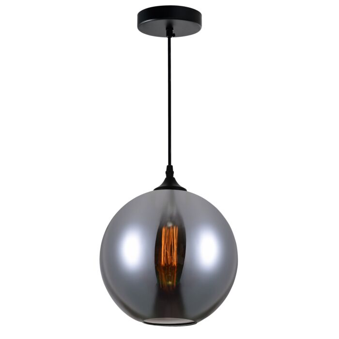 CWI Glass 1 Light Down Mini Pendant With Smoke Finish