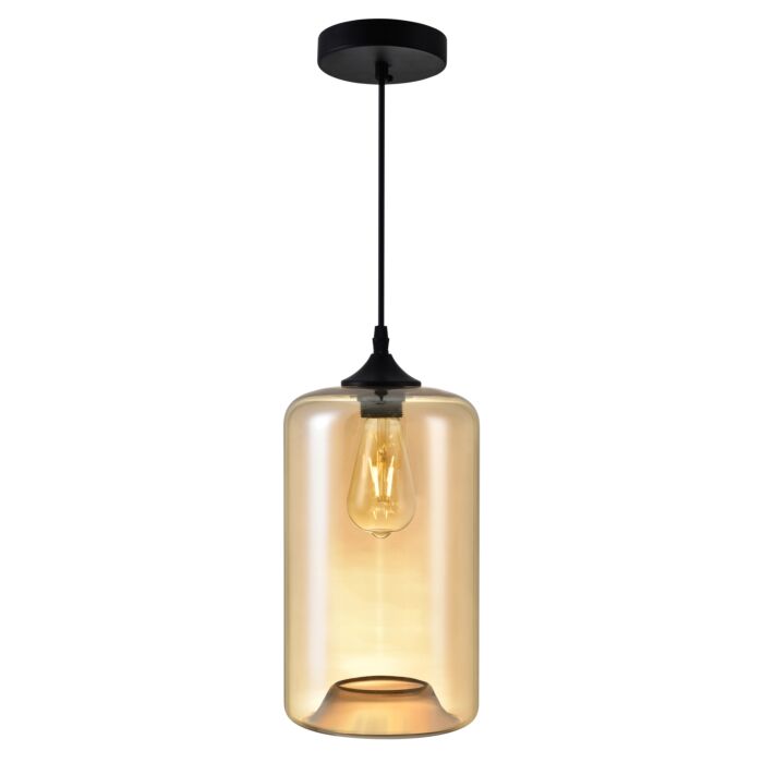 CWI Glass 1 Light Down Mini Pendant With Cognac Finish