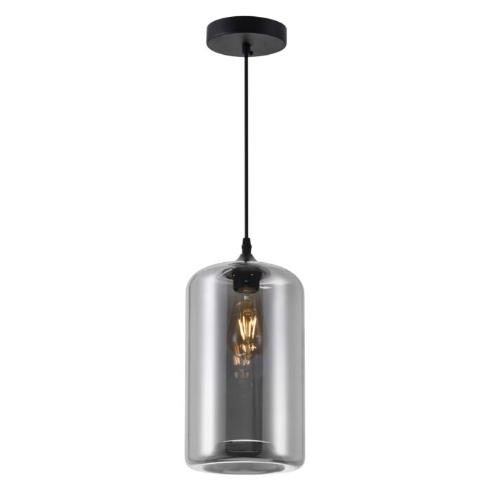 CWI Glass 1 Light Down Mini Pendant With Smoke Finish