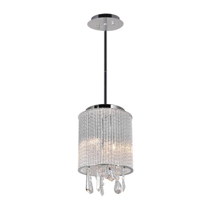 CWI Benson 2 Light Drum Shade Mini Pendant With Chrome Finish