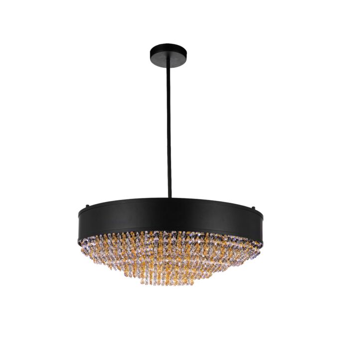 CWI Medina 10 Light Drum Shade Chandelier With Black Finish