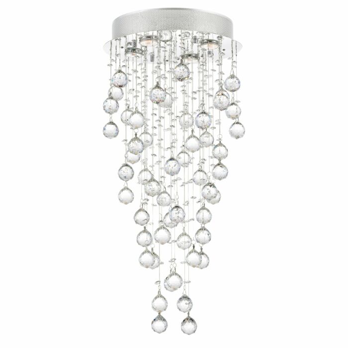CWI Rain Drop 4 Light Flush Mount With Chrome Finish