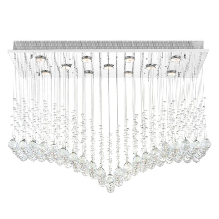 CWI Twinkle 11 Light Flush Mount With Chrome Finish