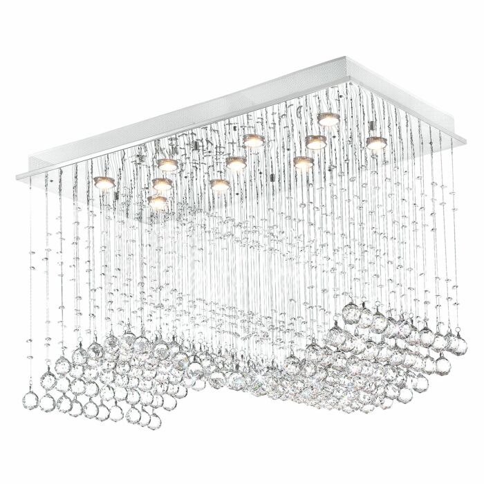 CWI Twinkle 11 Light Flush Mount With Chrome Finish