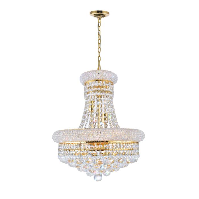 CWI Empire 8 Light Down Chandelier With Gold Finish