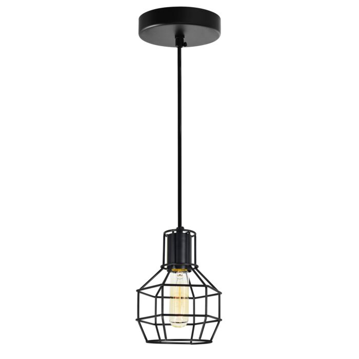 CWI Secure 1 Light Down Mini Pendant With Black Finish