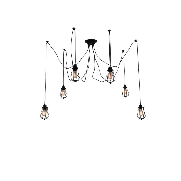 CWI Tomaso 6 Light Multi Light Pendant With Black Finish