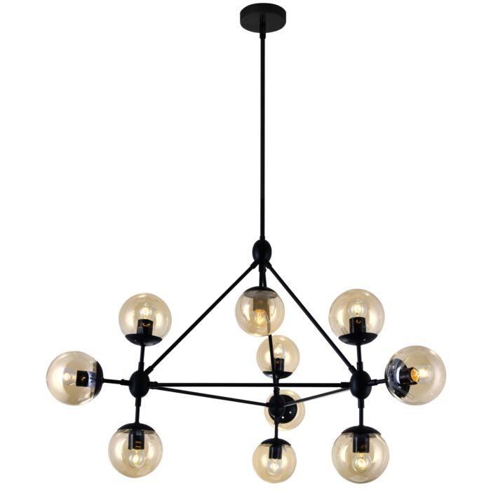 CWI Glow 10 Light Chandelier With Black Finish