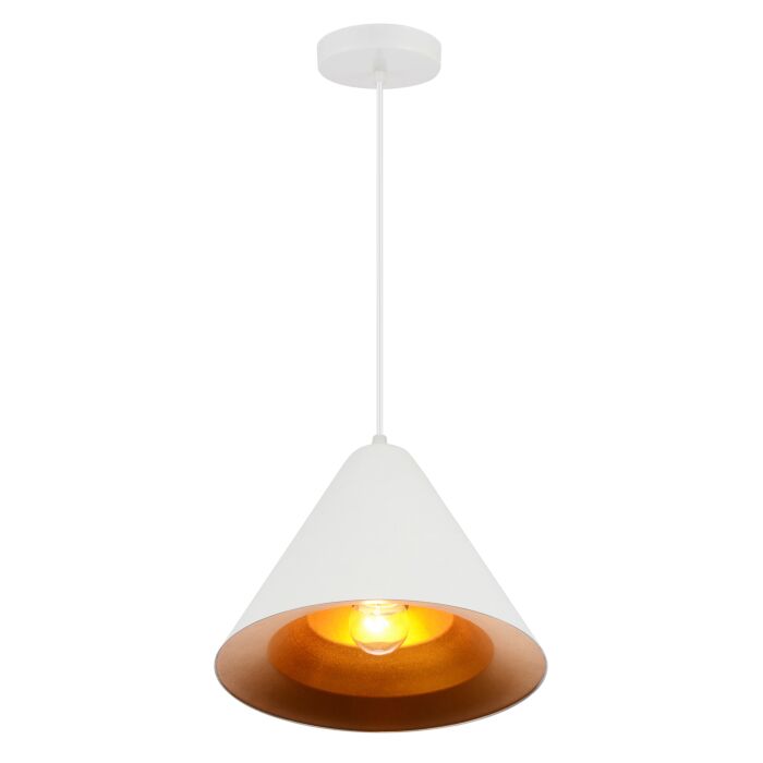 CWI Keila 1 Light Down Pendant With Matte White & Gold Finish