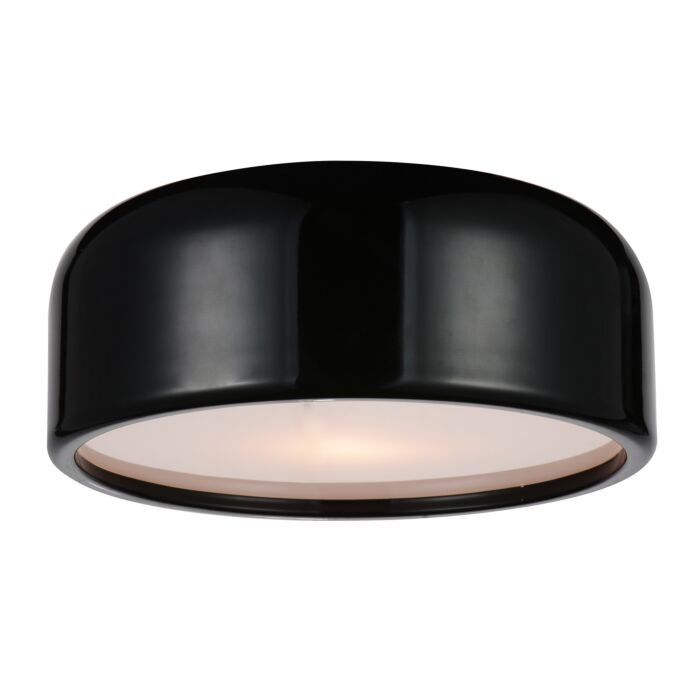 CWI Campton 2 Light Drum Shade Flush Mount With Black Finish
