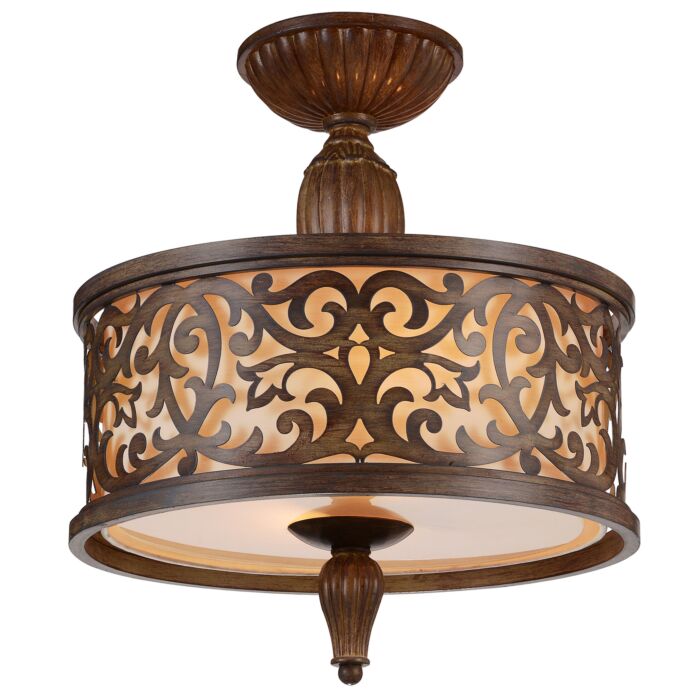 CWI Nicole 3 Light Drum Shade Flush Mount With Brushed Chocolate Finish