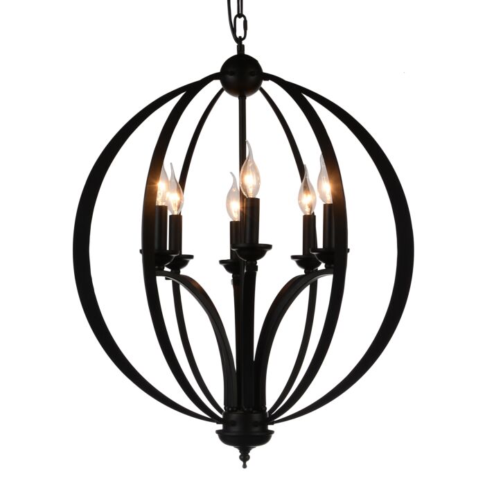 CWI Drift 6 Light Up Chandelier With Black Finish