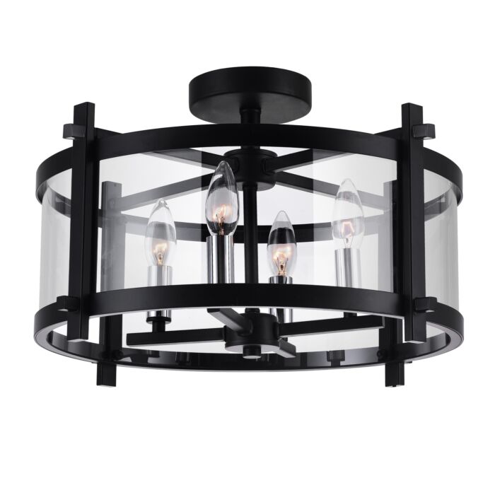CWI Miette 4 Light Cage Flush Mount With Black Finish