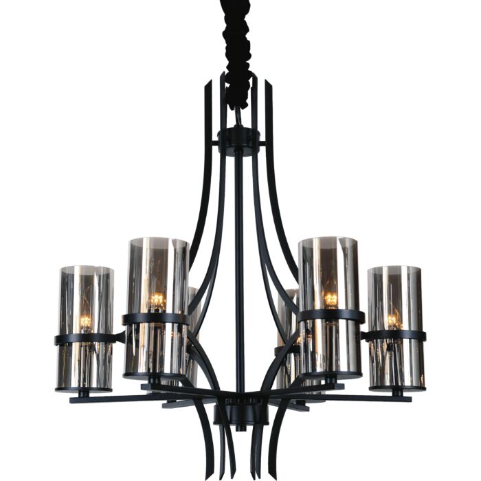 CWI Vanna 6 Light Up Chandelier With Black Finish