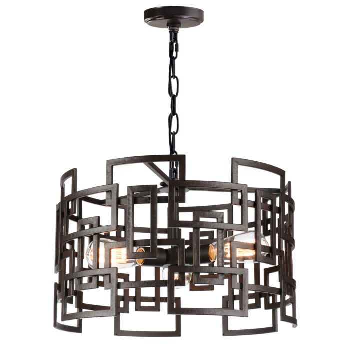CWI Litani 3 Light Down Chandelier With Brown Finish