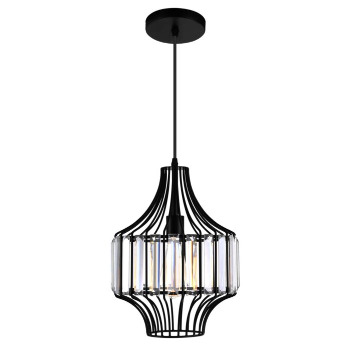 CWI Alethia 1 Light Down Pendant With Black Finish