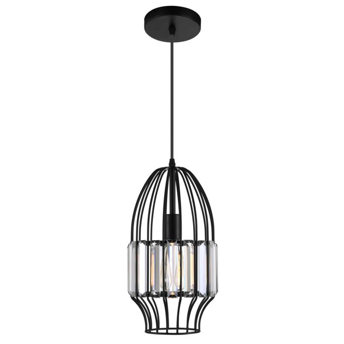 CWI Alethia 1 Light Down Mini Pendant With Black Finish