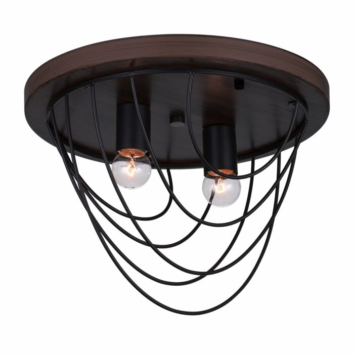 CWI Gala 2 Light Flush Mount With Black Finish