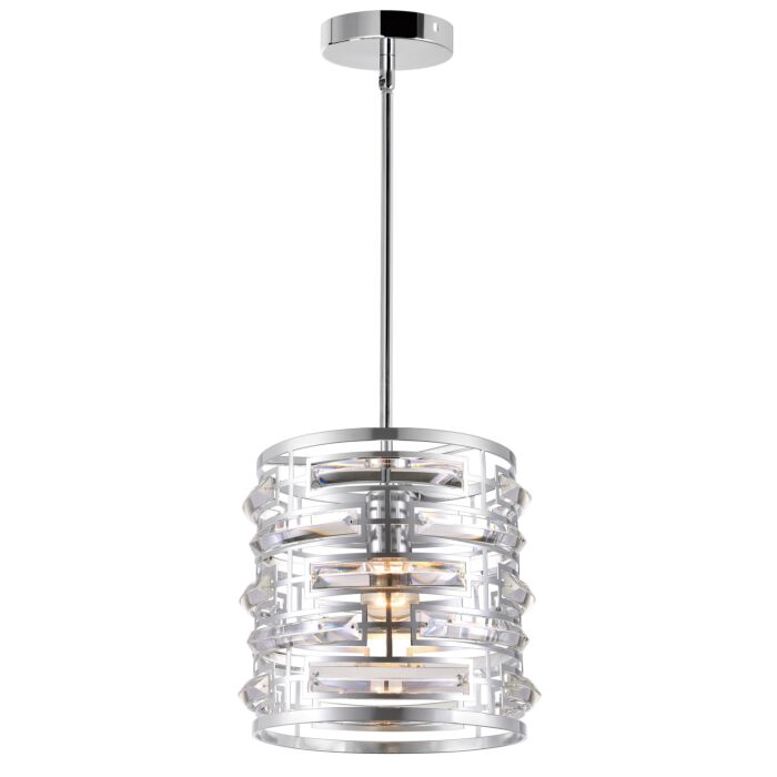 CWI Petia 1 Light Drum Shade Mini Chandelier With Chrome Finish