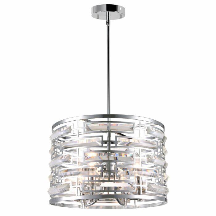 CWI Petia 4 Light Drum Shade Chandelier With Chrome Finish