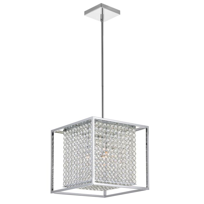 CWI Cube 3 Light Chandelier With Chrome Finish