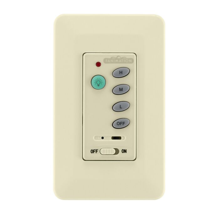 Fanimation Controls Wall Control with Receiver Non Reversing in Light Almond