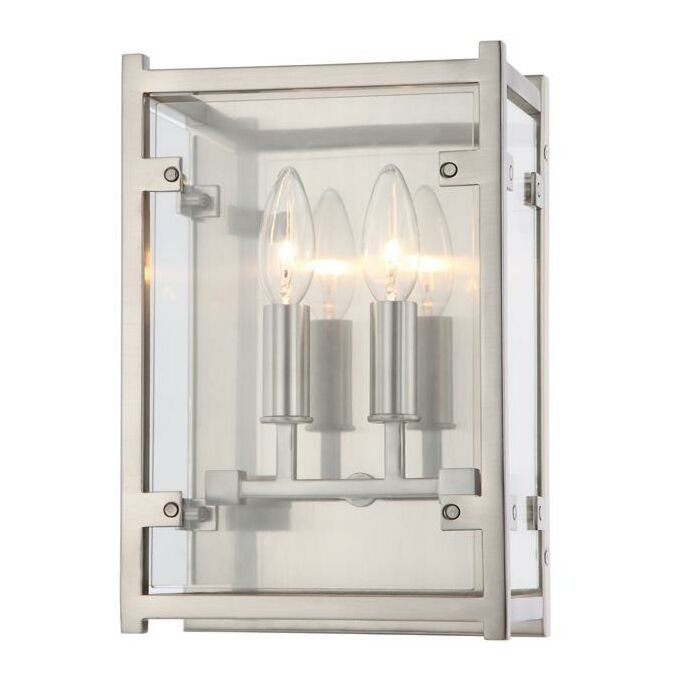 Crystorama Danbury 2 Light 12 Inch Wall Sconce in Brushed Nickel