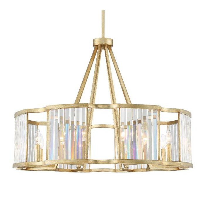 Crystorama Darcy 8 Light 33 Inch Pendant Light in Distressed Twilight with Clear Hand Cut Crystals
