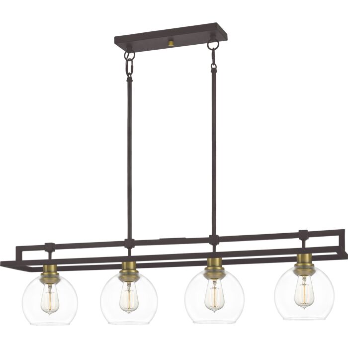 Quoizel Dobbs 4 Light 40 Inch Kitchen Island Light in Old Bronze