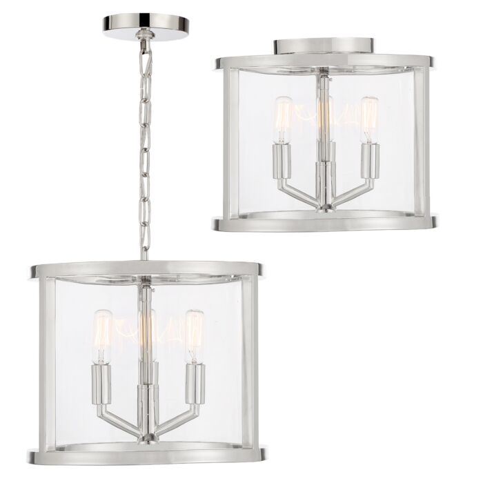 Devon 3-Light Lantern in Polished Nickel